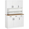 HOMCOM 71" Kitchen Pantry, Freestanding Buffet with Hutch, Farmhouse Storage Cabinet, Microwave Cabinet with 3 Drawers, 6 Doors, 2-Tier Countertop and Adjustable Shelves, White