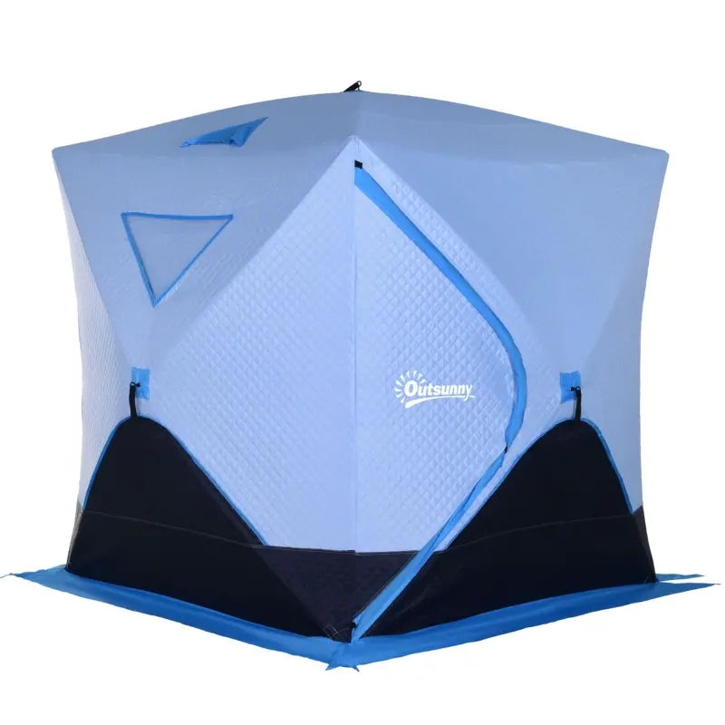 Outsunny 4 Person Portable Ice Fishing Shelter, Outdoor Tent w/ Travel Bag, Windows, Red
