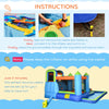 Outsunny 5 in-1 Kids Bounce House with Two Slides, Pool, Trampoline, Climbing Wall, Water Cannon, Inflatable Water Slide for Outdoor Indoor with Blower, Carrying Bag, for 3-8 Years Old