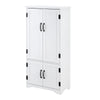 HOMCOM Accent Floor Storage Cabinet Kitchen Pantry with Adjustable Shelves and 2 Lower Doors, White