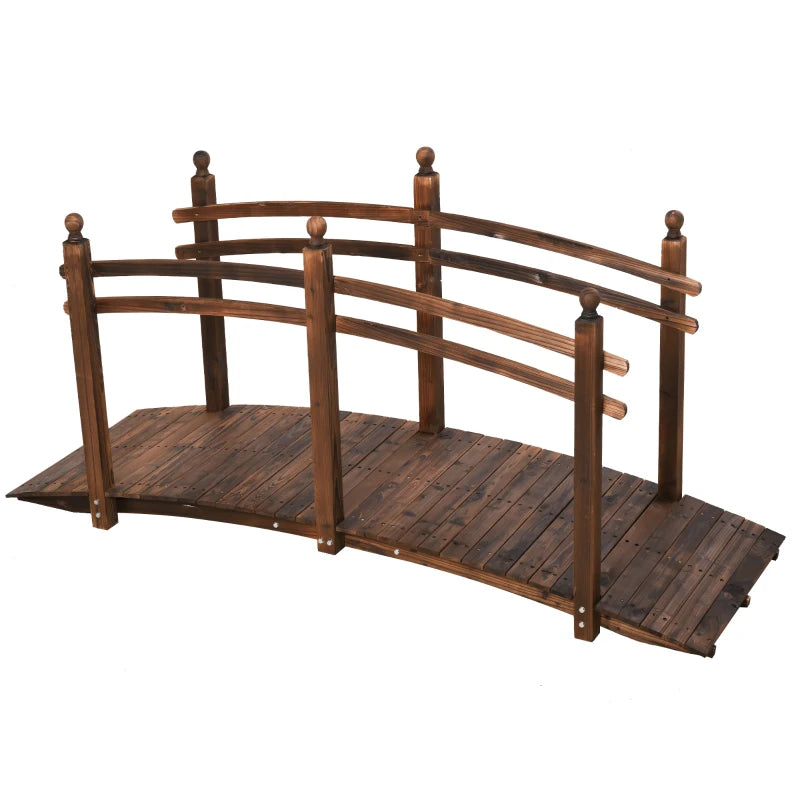 Outsunny 7.5' Wooden Arch Garden Bridge, Safety Rails for Backyard Ponds, Creeks, Streams, Natural