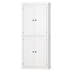 HOMCOM Natural Wood Grain Stand Alone Kitchen Pantry with Two Large Storage Areas, Adjustable Shelving and Elegant Design - White