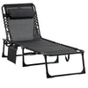 Outsunny Reclining Chaise Lounge Chair, Portable Sun Lounger, Folding Camping Cot, with Adjustable Backrest and Removable Pillow, for Patio, Garden, Beach, Black