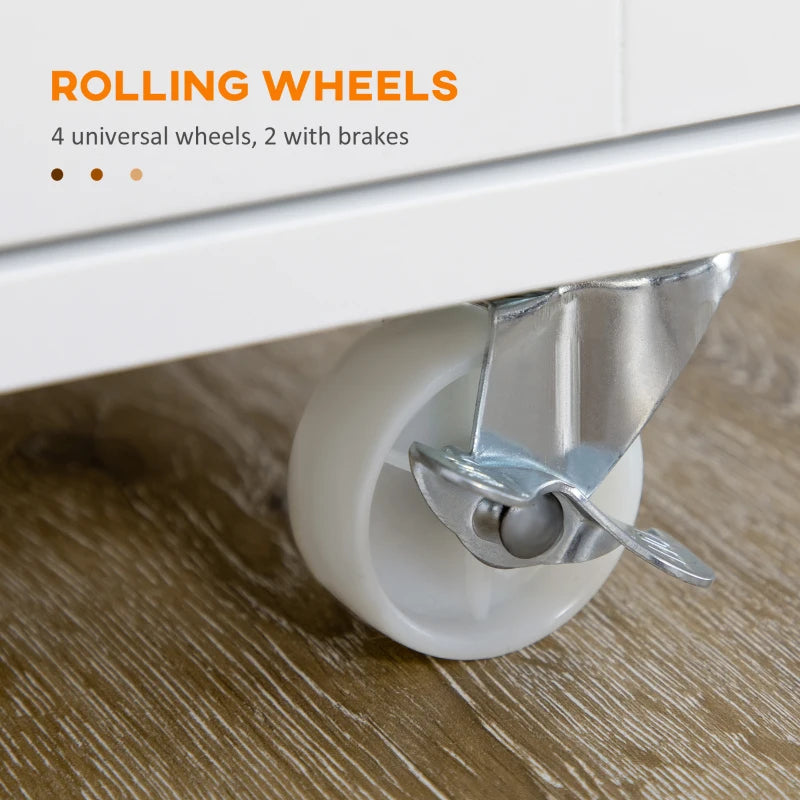 HOMCOM Triple-Cabinet Rolling Kitchen Island on Wheels, Kitchen Cart with Storage Shelf Adjustment, Rolling Utility Cart-1