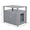 PawHut Inside Tabletop Side Table Cat Box Fixture w/ Magnetic Closing Door  Grey