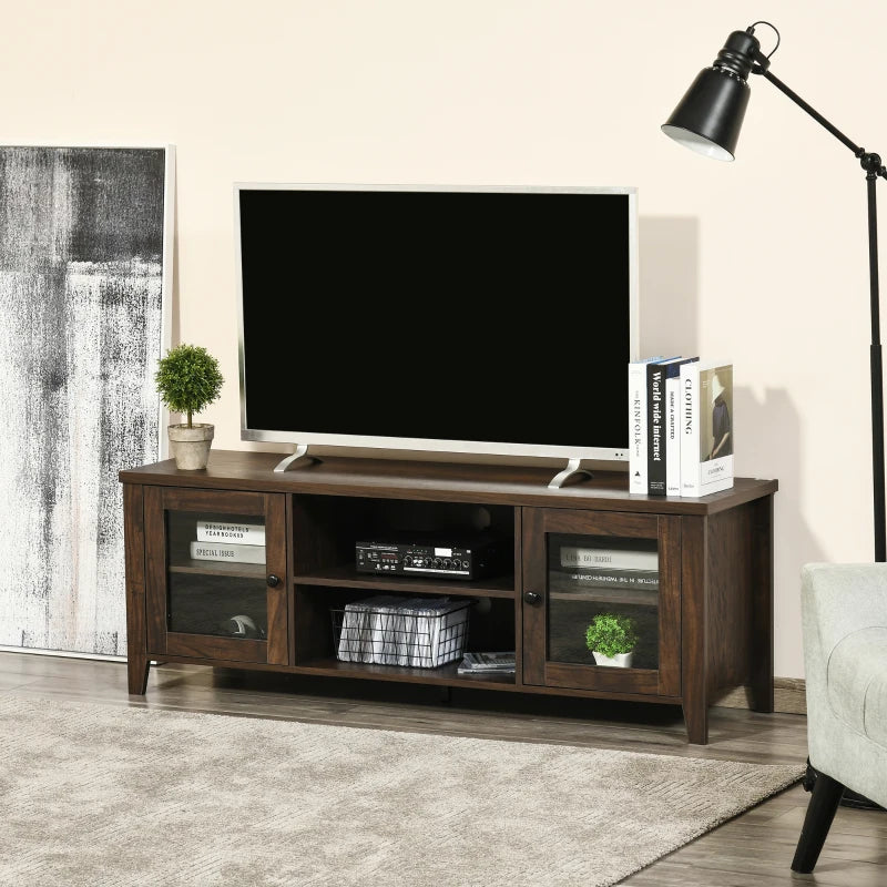 HOMCOM Modern TV Stand, Entertainment Center with Shelves and Cabinets for Flatscreen TVs up to 60" for Bedroom, Living Room, Oak