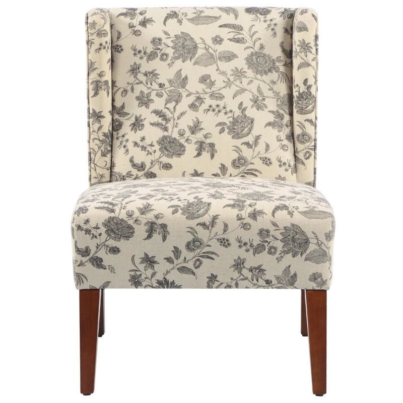 HOMCOM Paris Patterned Accent Chair w/Mid-Back Padded Cushion Support & Solid Wood Legs