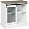 HOMCOM Farmhouse Buffet Cabinet Kitchen Sideboard with Sliding Barn Door and Adjustable Shelves for Living Room White