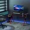 HOMCOM 43in Gaming Desk with RGB LED Lights Racing Style Gaming Table with Cup Holder & Cable Management, Red