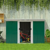 Outsunny 9' x 4' Metal Garden Storage Shed Tool House with Sliding Door Spacious Layout for Backyard, Lawn Dark Gray