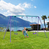 Outsunny Metal Swing Set with Glider, Two Swing Seats and Adjustable Height, Outdoor Heavy Duty A-Frame Suitable for Playground, Backyard, Green