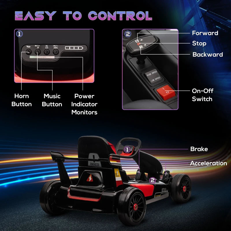  WANAN 24V Electric Go Kart for Kids, 7.5 MPH Drift