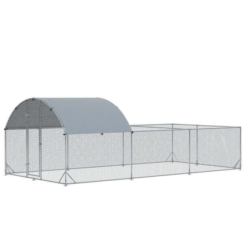 PawHut 19.7 ft Large Metal Chicken Coop for 18 Chickens, Walk-In Chicken Coop Run, Big Chicken House, Ducks Rabbit Enclosure for Backyard with Water-resistant and Anti-UV Cover