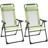 Outsunny Set of 2 Portable Folding Outdoor Recliners w/ Adjustable Backrest, Green