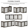PawHut Freestanding Pet Gate 4 Panel Folding Wooden Dog Barrier w/ Support Feet, Brown