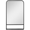 HOMCOM 34" x 21" Square Modern Wall Mirror with Storage Shelf, Mirrors for Wall in Living Room, Bedroom, Black