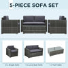 Outsunny 4 Piece Wicker Patio Furniture Set with Cushions, Outdoor Sectional Furniture with 2 Sofa, Loveseat, and Glass Top Coffee Table, Conversation Sofa Sets for Garden, White