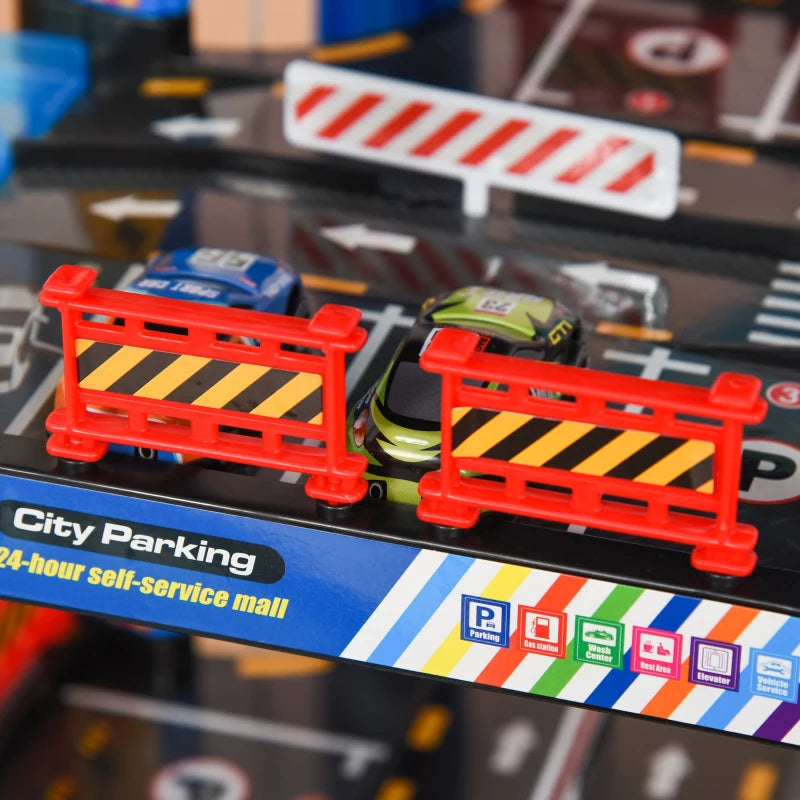 Qaba 7-Level Kids Toy Car Playset Activity Parking Garage, Elevator w/ Sounds