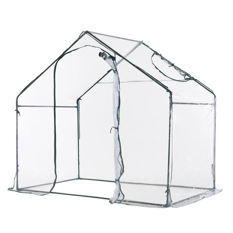 Outsunny 6' x 3' x 6' Portable Walk-in Greenhouse, PE Cover, Steel Frame Garden Hot House, Zipper Door, Top Vent for Flowers, Vegetables, Saplings, Tropical Plants, Clear