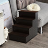 PawHut 4-Step Wooden Pet Stair Pet Steps with Soft Short Plush Cushions on Each Step - Dark Coffee