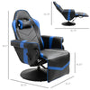 Vinsetto High Back Racing Style Gaming Chair, PU Leather Gamer Recliner Chair with Swivel Pedestal Base, Adjustable Footrest, and Head Pillow, Blue