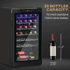HOMCOM 33 Bottle Wine Cooler, Mini Beverage Fridge, Freestanding Wine Cellar with Digital Temperature Control, 6 Removable Shelves, Glass Door, Alarm Function and LED Lighting, Black