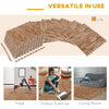 HomCom 96 Sq Ft Dark Wood Grain Look EVA Foam Exercise Floor Mats with Easy Connect Design & Soft Feel/Material