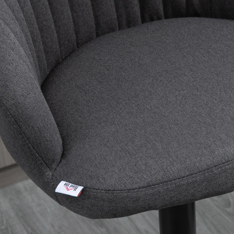 HOMCOM Modern Upholstered Adjustable Barstools with Swivel Seat, Velvet Touch Fabric, Steel Frame, Footrest, ‎Black