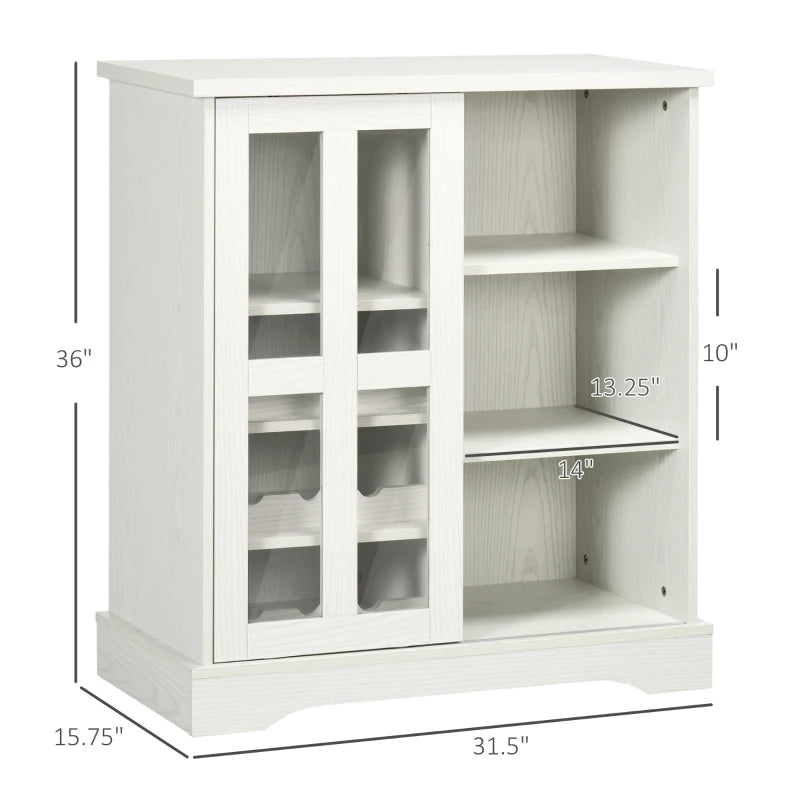 HOMCOM Sideboard Buffet Kitchen Buffet Cabinet with Wine Racks Sliding Glass Door Storage Shelves for Living Room Gray