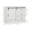 HOMCOM Farmhouse Kitchen Sideboard, Buffet Cabinet with Sliding Barn Door and 3 Storage Drawers for Living Room, White