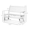 Outsunny Wooden Outdoor Glider Bench for Two People, Patio Loveseat Swing Rocking Chair with Armrest, Slatted Seat and Backrest, White