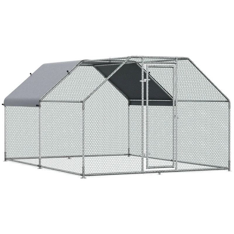 PawHut 6' Metal Chicken Coop Run with Roof, Walk-In Chicken Coop Fence, Chicken House Chicken Cage Outdoor Chicken Pen Hen House
