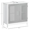 kleankin Modern Under Sink Cabinet with 2 Doors, Pedestal Under Sink Bathroom Cupboard with Adjustable Shelves, Grey and White