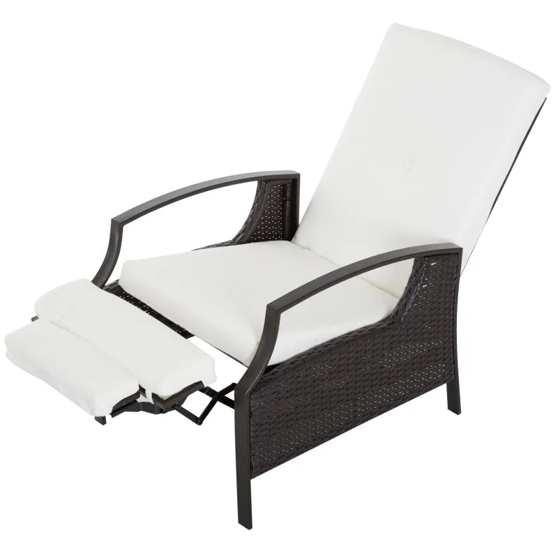 Outsunny Rattan Adjustable Recliner Chair with Hand-Woven All-Weather Wicker for Patio, Outdoor, Garden, Poolside, Grey