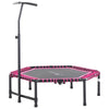 Soozier Portable & Foldable Small Exercise 4.5ft Trampoline with 3-Level Adjustable T-Bar, Great for Adults Working Out, Pink