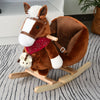 Qaba Kids Ride-On Rocking Horse Toy Rocker with Fun Song Music & Soft Plush Fabric for Children 18-36 Months - Brown