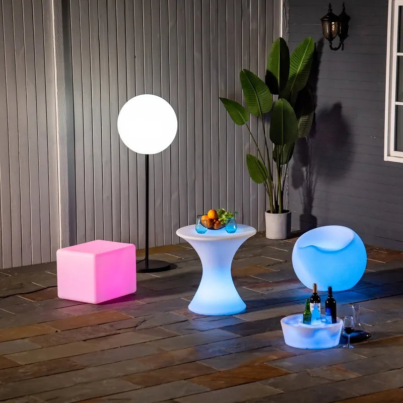 OUTSUNNY 16RGB Colors Rechargeable Magic LED Stool Light With Remote Control Indoor & Outdoor Party