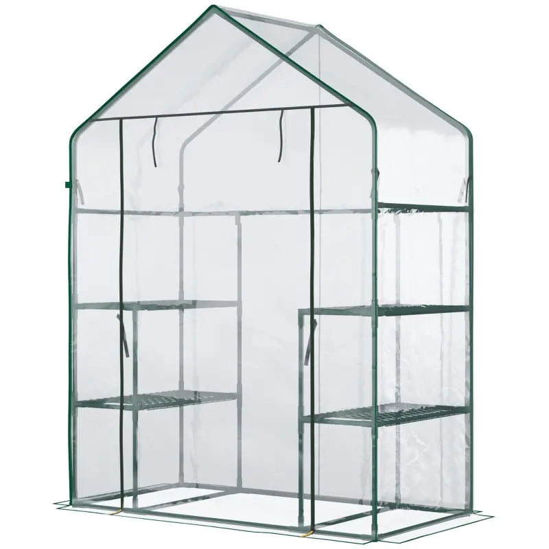 Outsunny 6' x 3' x 6' Portable Walk-in Greenhouse, PE Cover, Steel Frame Garden Hot House, Zipper Door, Top Vent for Flowers, Vegetables, Saplings, Tropical Plants, Clear