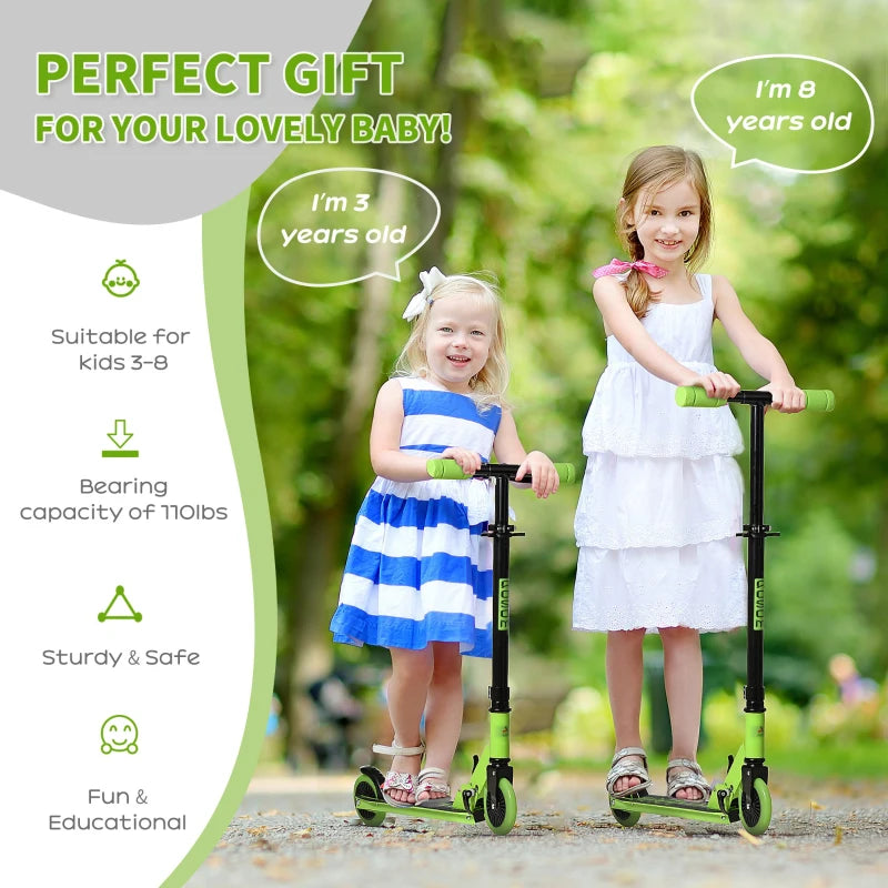 ShopEZ USA Youth Kick Scooter One-Click Foldable Height Adjustable Ride On Toy with Brake, White