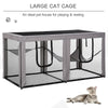 PawHut Large Mesh Cat House Kitty Indoor/Outdoor Rest Space with 2 Zipper Doors Soft Hammock Pet Bed, Black & Grey