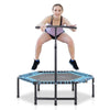 Soozier Portable & Foldable Small Exercise 4.5ft Trampoline with 3-Level Adjustable T-Bar, Great for Adults Working Out, Blue