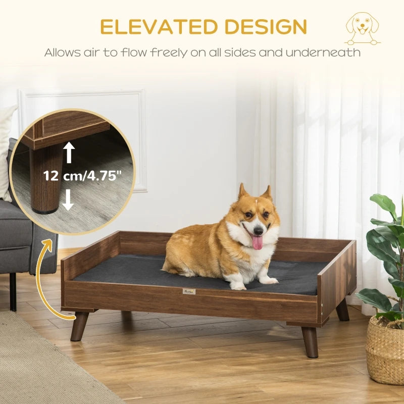 PawHut Elevated Dog Bed, Furniture Style, w/ Drawer & Cushion, for Medium Dogs, Gray