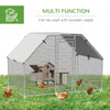 PawHut Metal Chicken Coop Run with Cover, Walk-In Outdoor Pen, Fence Cage Hen House for Yard, 9.2' x 6.3' x 6.4'