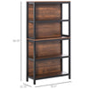 HOMCOM 4 Tier Bookshelf Utility Storage Shelf Organizer with Back Support and Anti-Topple Design - Walnut/White