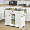 HOMCOM Rolling Kitchen Island with Storage, Kitchen Cart with Stainless Steel Top, Spice Rack & Drawers, White