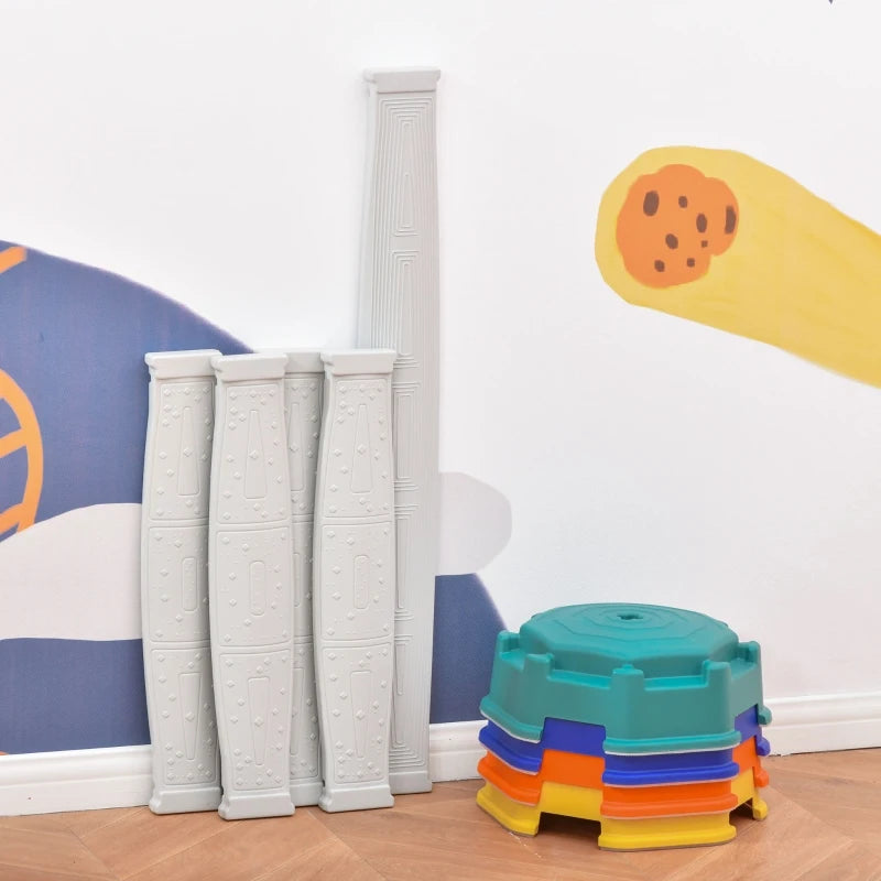Qaba 9pcs Kids Balance Beam Bridge Gym Toy for toddler with Non-slip Surface