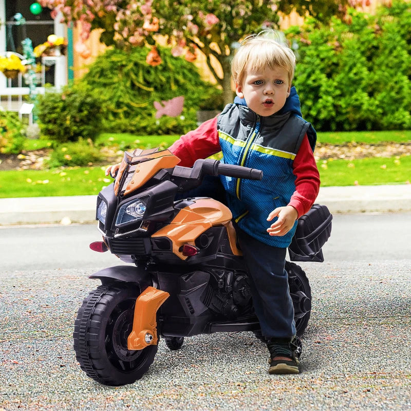ShopEZ USA Kids Electric Pedal Motorcycle Ride-On Toy, Battery Powered, 6V with Horn & Headlights, Training Wheels & Realistic Sounds - Red