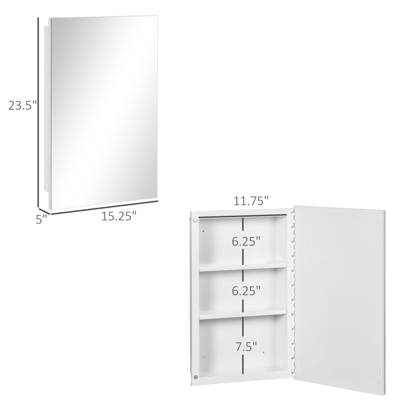 HOMCOM Wall Mount Medicine Cabinet, Over-the-Sink Bathroom Storage Organizer Cabinet with Mirrored Door and Multiple Shelves, White