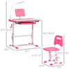 Qaba Kids Table and Chair Set, Activity Desk with USB Lamp, Storage Drawer for Study, Activities, Arts, or Crafts, Pink and White