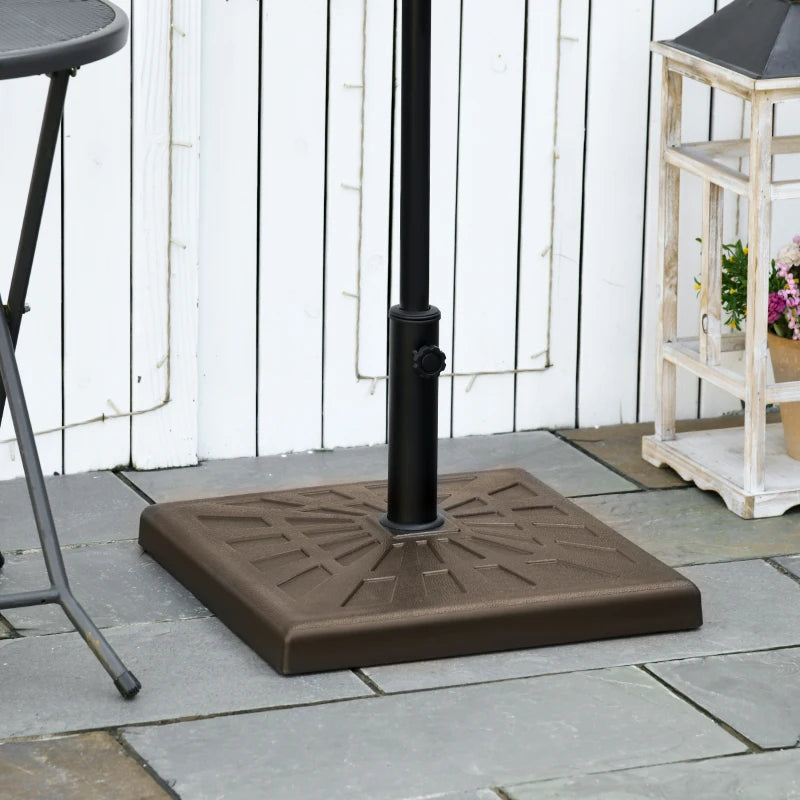 Outsunny Patio Umbrella Base with Wheels, 53lbs Water or 66lbs Sand Filled, Heavy Duty Outdoor Umbrella Stand Holder, Black